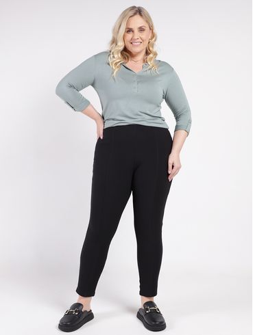 Calça Legging Flanelada Plus Size Feminina PRETO