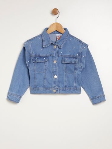 Jaqueta Jeans Infantil Para Menina - AZUL