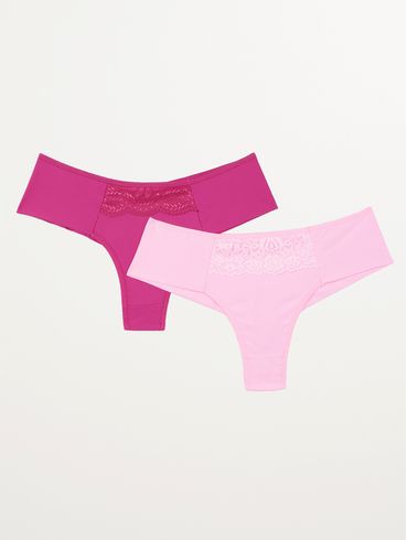 Kit com 02 Calcinhas Femininas Rosa/Pink