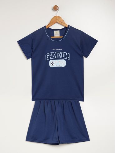Pijama Curto Juvenil Para Menino - MARINHO
