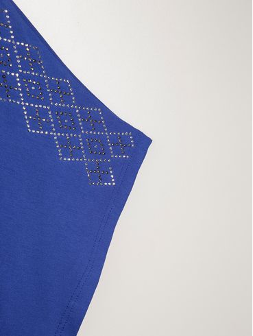 Blusa Manga Curta Plus Size Feminina AZUL
