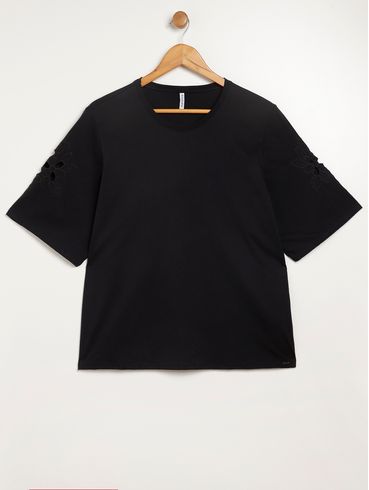 Blusa Manga Curta Plus Size Feminina PRETO