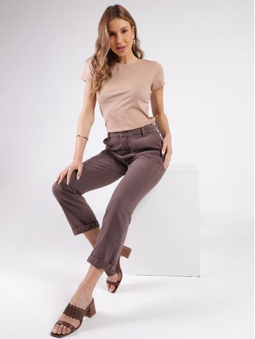 Calça Sarja Mom Sawary Feminina MARROM