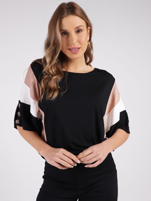 Blusa Manga 3/4 Feminina PRETO