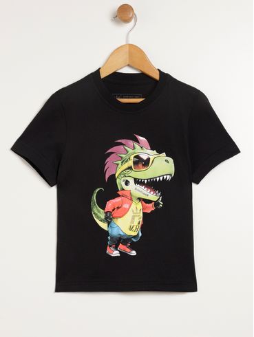 Camiseta Manga Curta Infantil Para Menino - PRETO