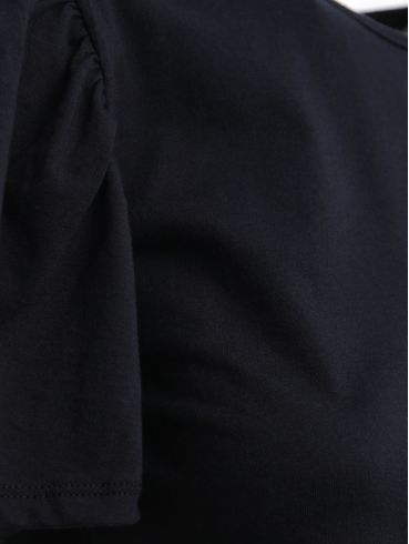 Blusa Cropped Manga Curta Feminina PRETO