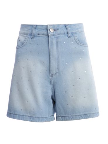 Short Jeans Com Strass Feminino AZUL