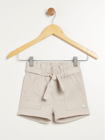 Short Sarja Clochard Infantil Para Menina - BEGE