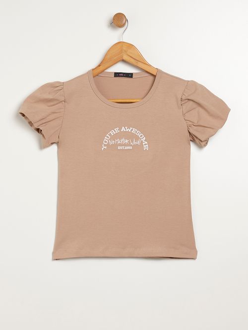 Blusa Manga Curta Vels Juvenil Para Menina - BEGE