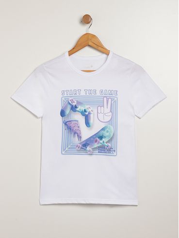 Camiseta Manga Curta Vels Juvenil Para Menino  - BRANCO