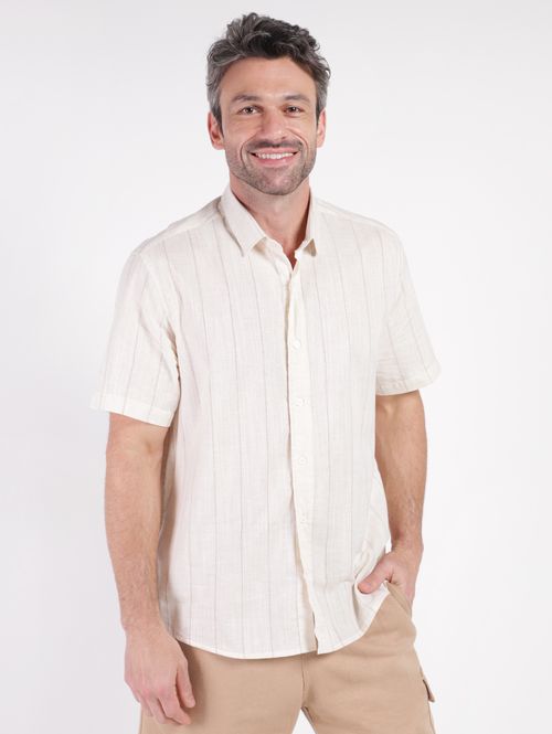 Camisa Manga Curta Eletrón Masculina BEGE/BEGE