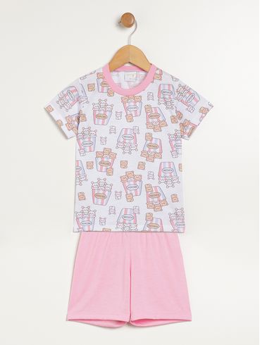 Pijama Curto Infantil Para Menina - ROSA