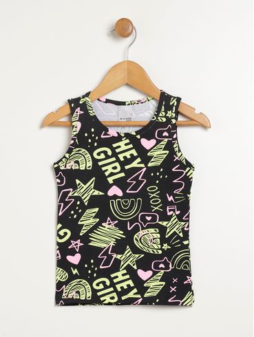 Blusa Regata Infantil Para Menina - PRETO