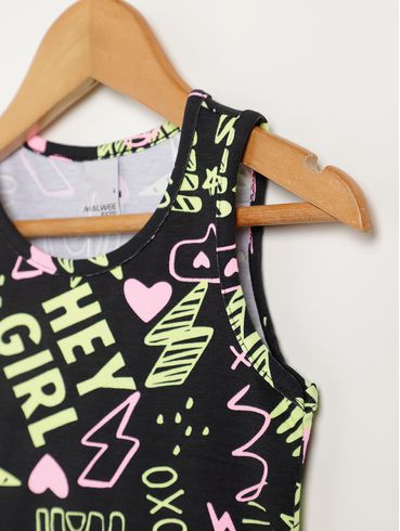 Blusa Regata Infantil Para Menina - PRETO