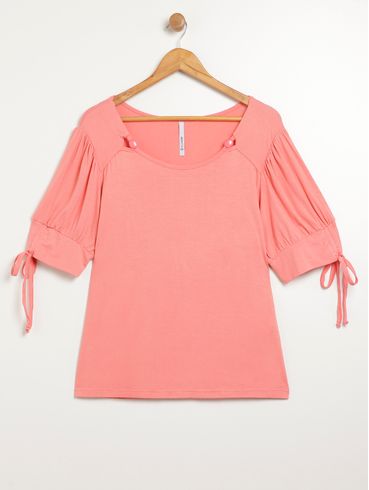 Blusa Manga Curta Plus Size Feminina CORAL
