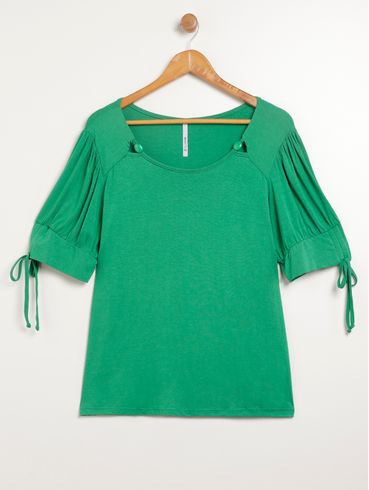 Blusa Manga Curta Plus Size Feminina VERDE CLARO