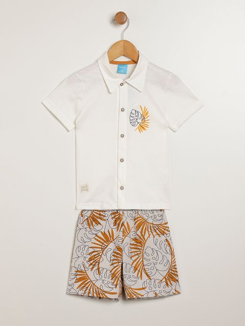 Conjunto Curto Infantil Para Menino - BEGE