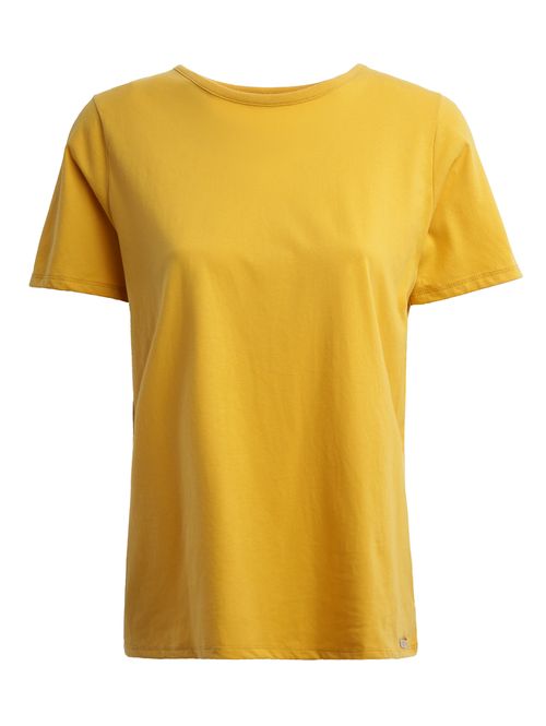 Blusa Básica Manga Curta Feminina OCRE