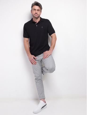 Polo Manga Curta Masculina PRETO
