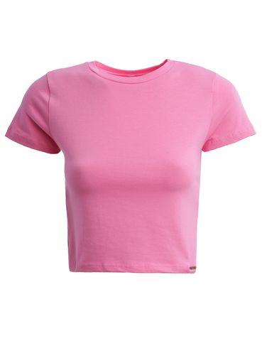 Blusa Cropped Manga Curta Feminina ROSA CLARO