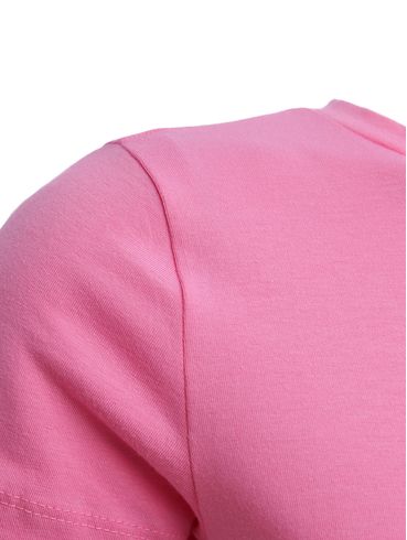 Blusa Cropped Manga Curta Feminina ROSA CLARO