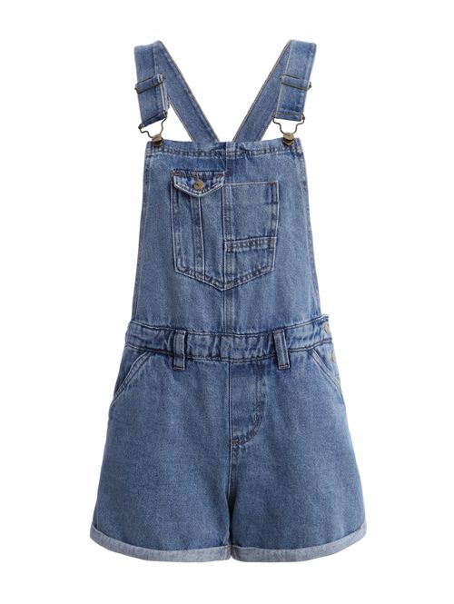 Macaquinho Jardineira Jeans Feminino AZUL