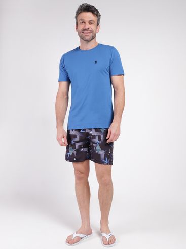 Camiseta Manga Curta No Stress Masculina Azul