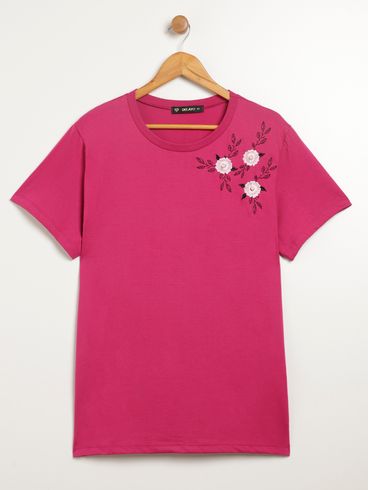 Blusa Manga Curta Plus Size Feminina PINK