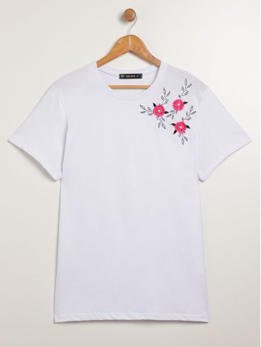 Blusa Manga Curta Plus Size Feminina BRANCO