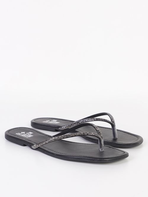 Rasteira com Brilho Feminina PRETO