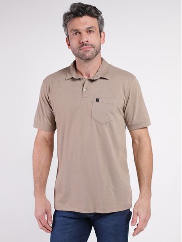 Polo Manga Curta Masculina CAQUI