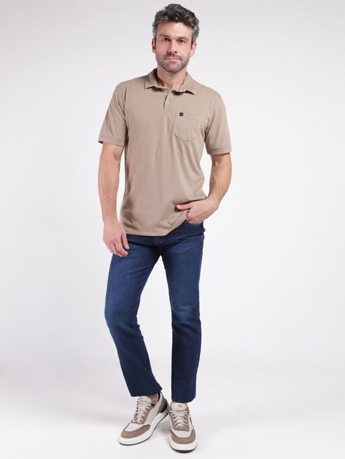 Polo Manga Curta Masculina CAQUI