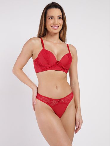 Conjunto Lingerie Fio Duplo Feminino VERMELHO