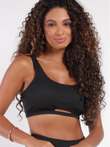 Biquíni Top Canelado Feminino PRETO
