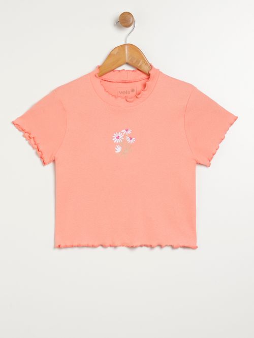 Blusa Manga Curta Vels Juvenil Para Menina - CORAL
