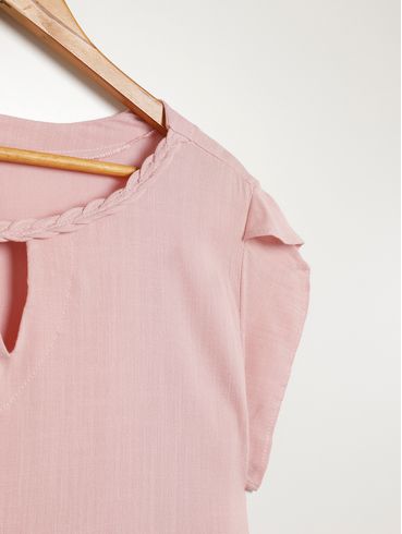 Blusa Manga Curta Plus Size Feminina ROSA CLARO