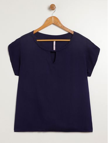 Blusa Manga Curta Plus Size Feminina MARINHO