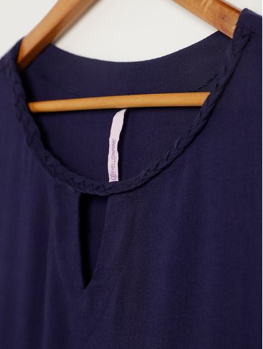 Blusa Manga Curta Plus Size Feminina MARINHO