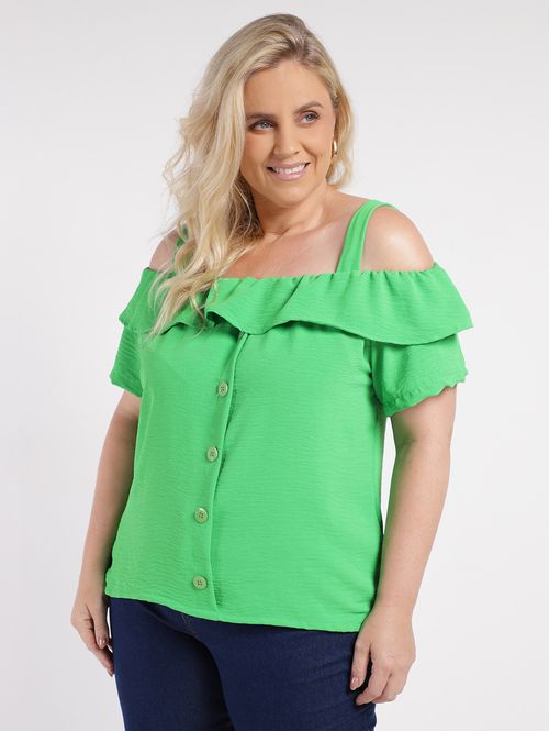 Blusa Ciganinha Plus Size Feminina VERDE