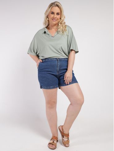 Blusa Creponada Manga Ampla Plus Size Feminina VERDE CLARO