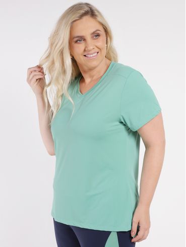 Blusa Manga Curta Esportiva Plus Size Feminina VERDE