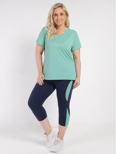 Blusa Manga Curta Esportiva Plus Size Feminina VERDE