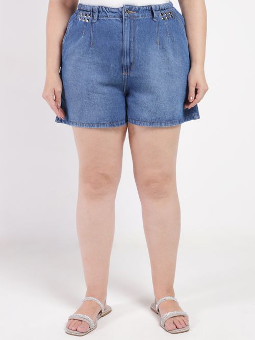 Short Jeans Plus Size Feminino AZUL