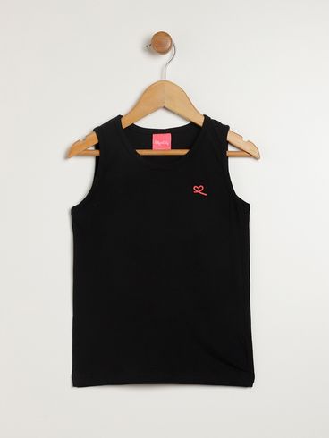 Blusa Regata Juvenil Para Menina - PRETO