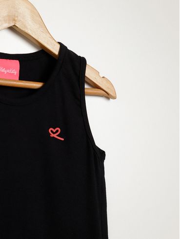 Blusa Regata Juvenil Para Menina - PRETO