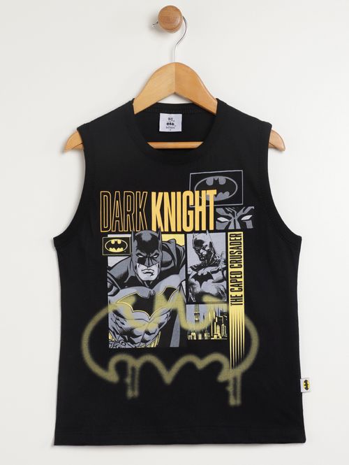 Camiseta Regata Batman Infantil Para Menino - PRETO