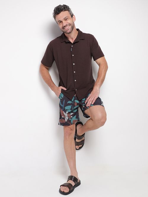 Camisa Manga Curta Masculina MARROM
