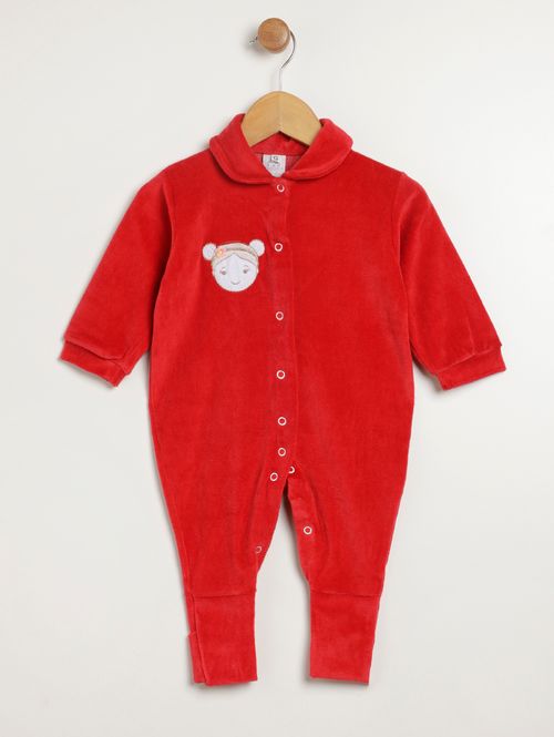 Macacão Plush Infantil Para Bebê - VERMELHO