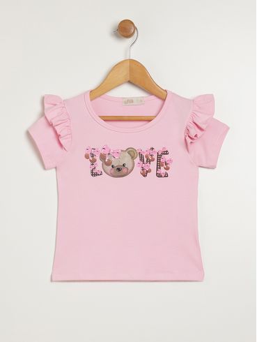 Blusa Manga Curta Flik Infantil Para Menina - ROSA CLARO