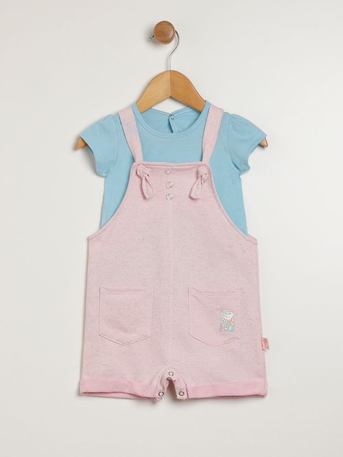 Macacão Curto Infantil Para Bebê - ROSA/AZUL